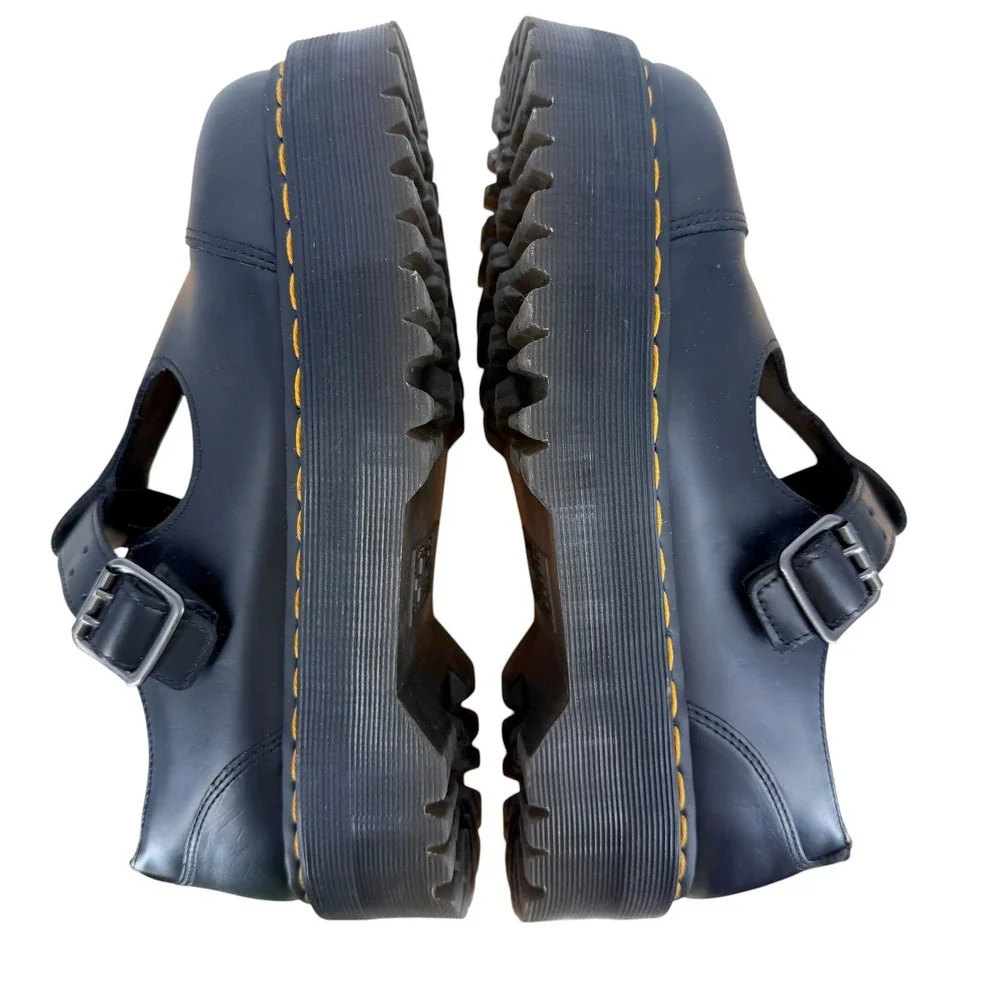 Dr. Martens Bethan Mary Jane T-bar Chunky Lug Platform Women 42 10 Smooth Black